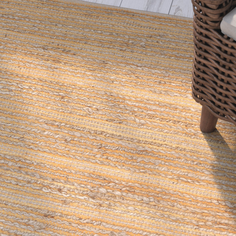 Tapis orange en jute / coton tissé à la main Doleman, Rectangle 4 pi x 6 pi