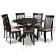Ensemble de salle à manger en bois massif brun foncé / brun 7 pièces H 38,2 po x l 18,5 po x P 21,7 po Etibar-142176368-142176369