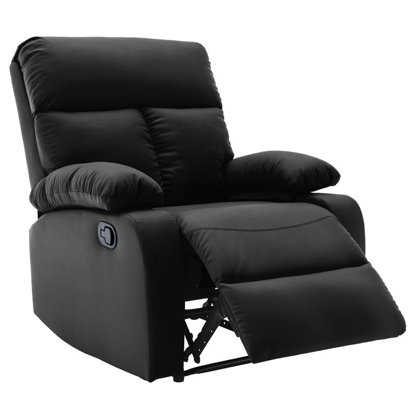 Petit fauteuil inclinable manuel pour adultes, similicuir, Noir, noir, noir, noir