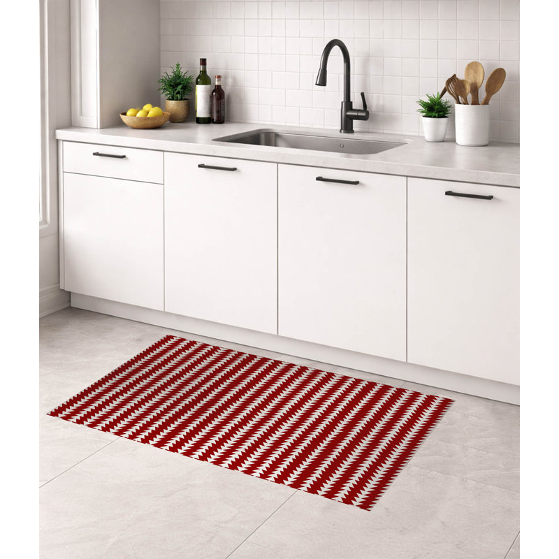 Tapis de cuisine Tribal, Rectangulaire 3 pi x 5 pi, Rouge canneberge