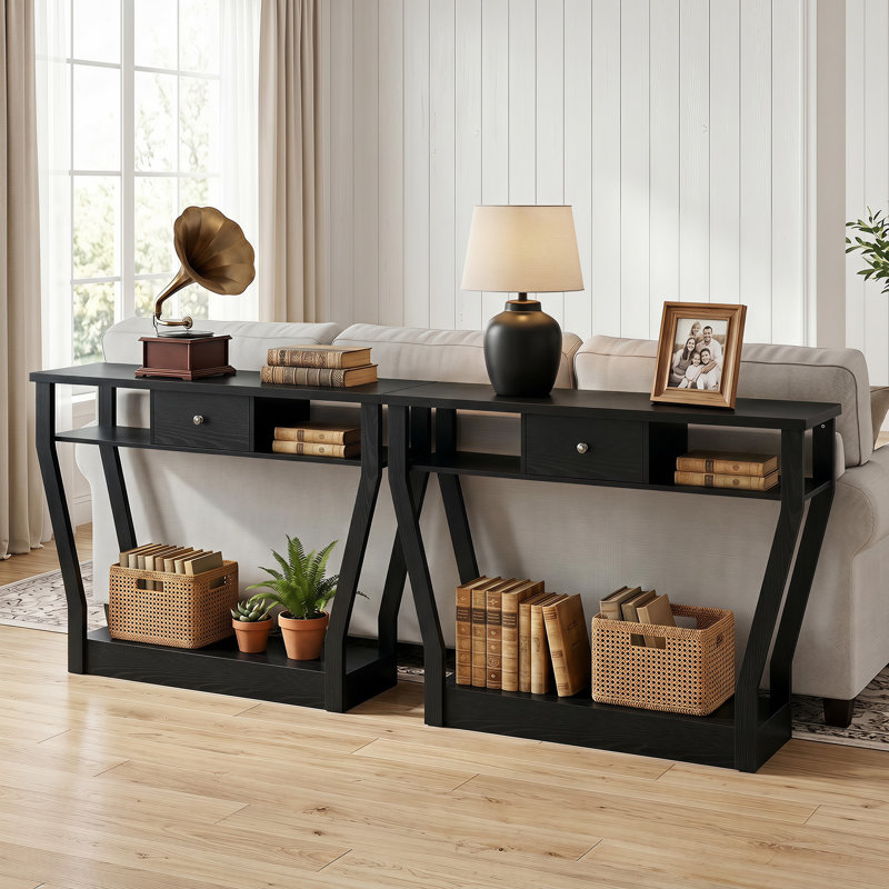 Console 47 po avec tiroir Grzedzinska, Noir