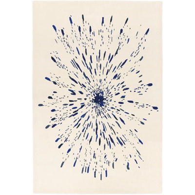 Paint Hand Tufted Area Rug in Blue