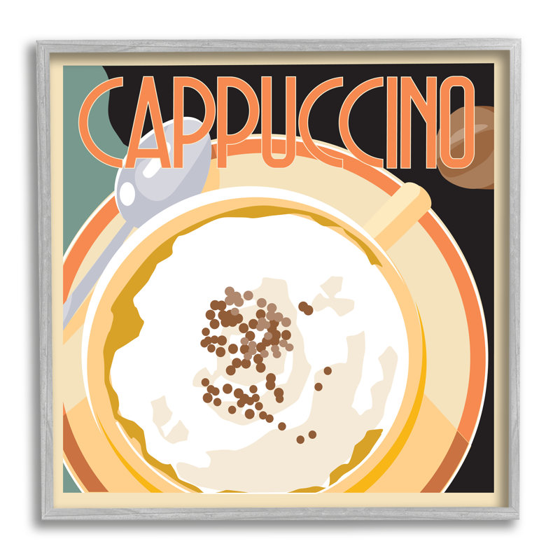 «Vintage Cappuccino Drink» encadré sur bois par Richard Weiss, H 12 po x l 12 po x P 1,5 po, Estampe numérique Farmhouse