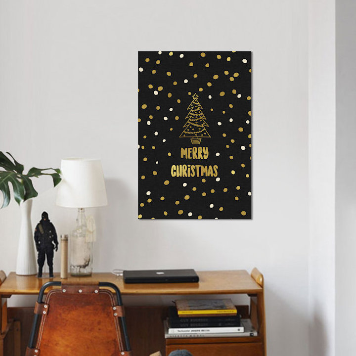 «Merry Christmas», art textuel sur toile, H 18 po x l 12 po x P 1,5 po, Toile tendue, Pas de tapis