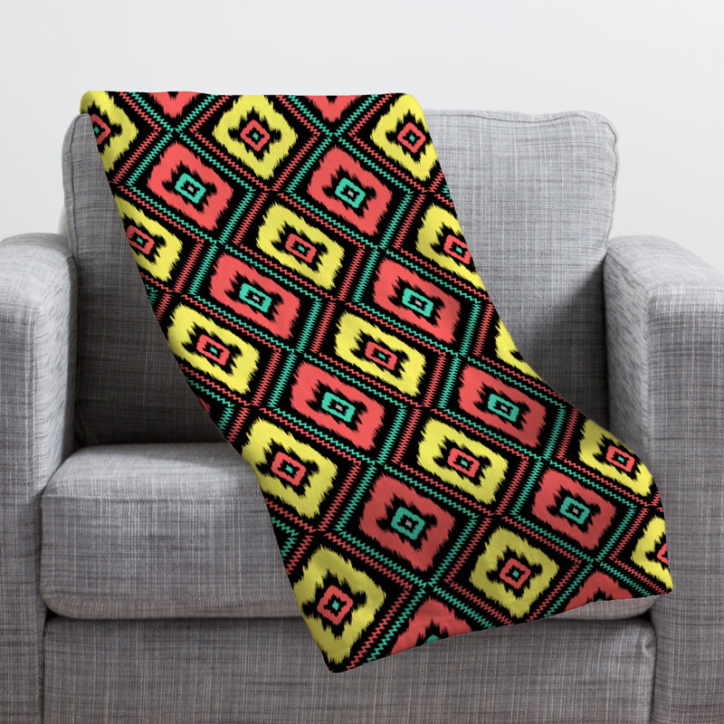 Jacqueline Maldonado Throw Blanket, Large, Black Zig Zag Ikat