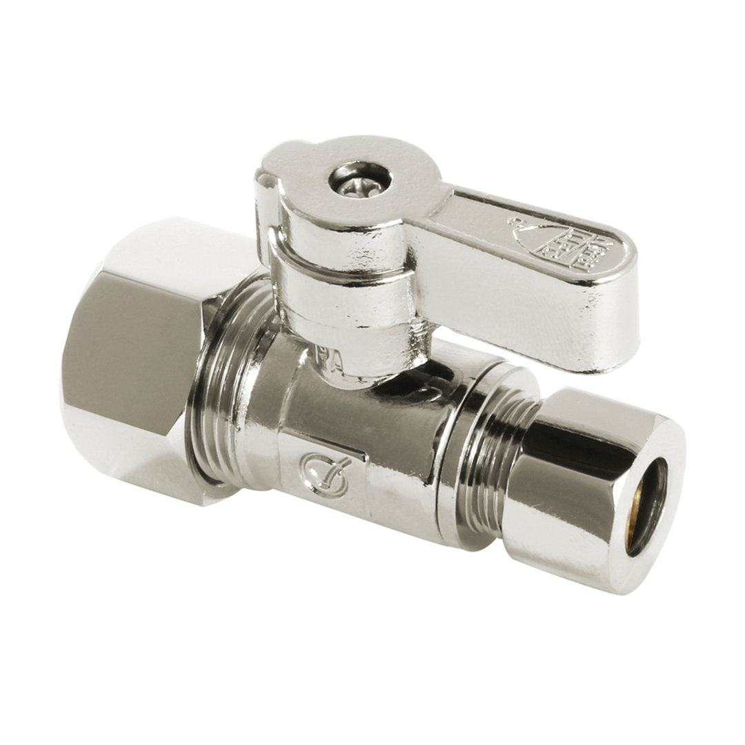 Kingston Brass Baseline 5/8-Inch OD Comp x 3/8-Inch OD Comp Quarter-Turn Straight Stop Valve Kingston Brass 