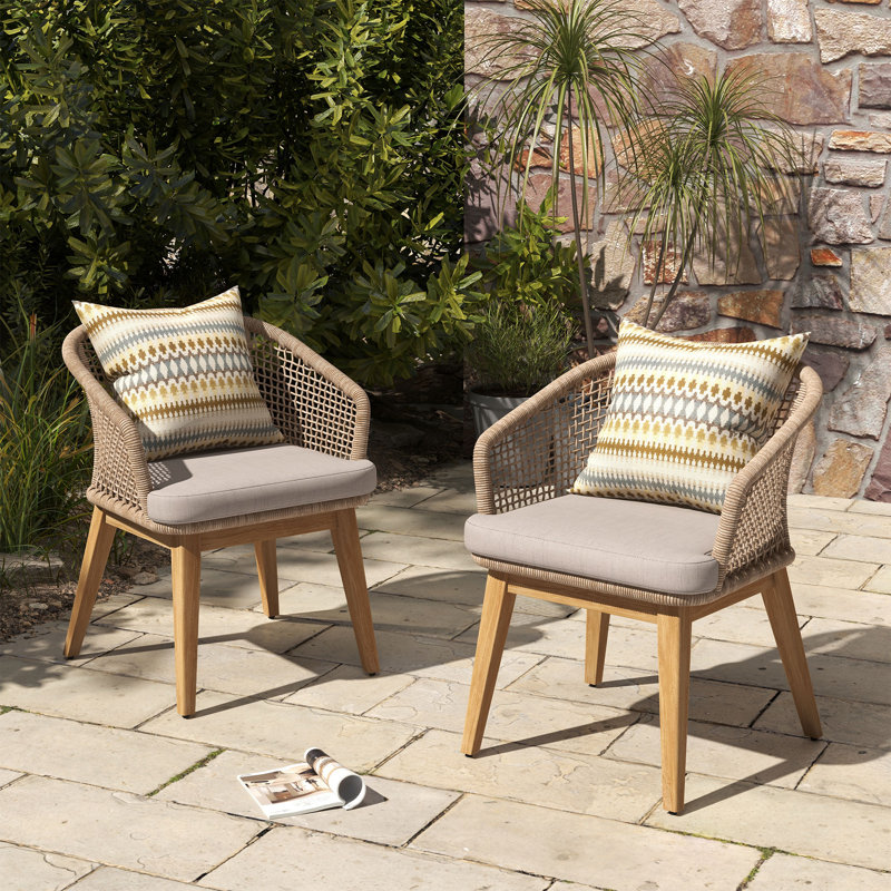 Chaise de patio tissée en corde avec coussins, Beige