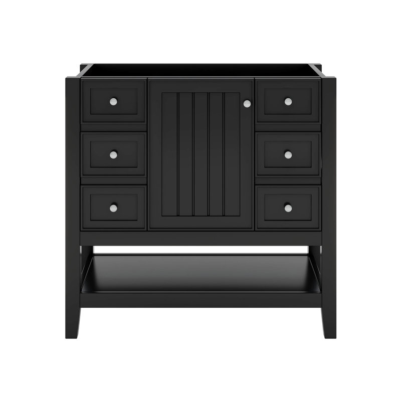 Meuble-lavabo autoportant en bois 36 po sans lavabo 36 po avec armoire et trois tiroirs, Noir