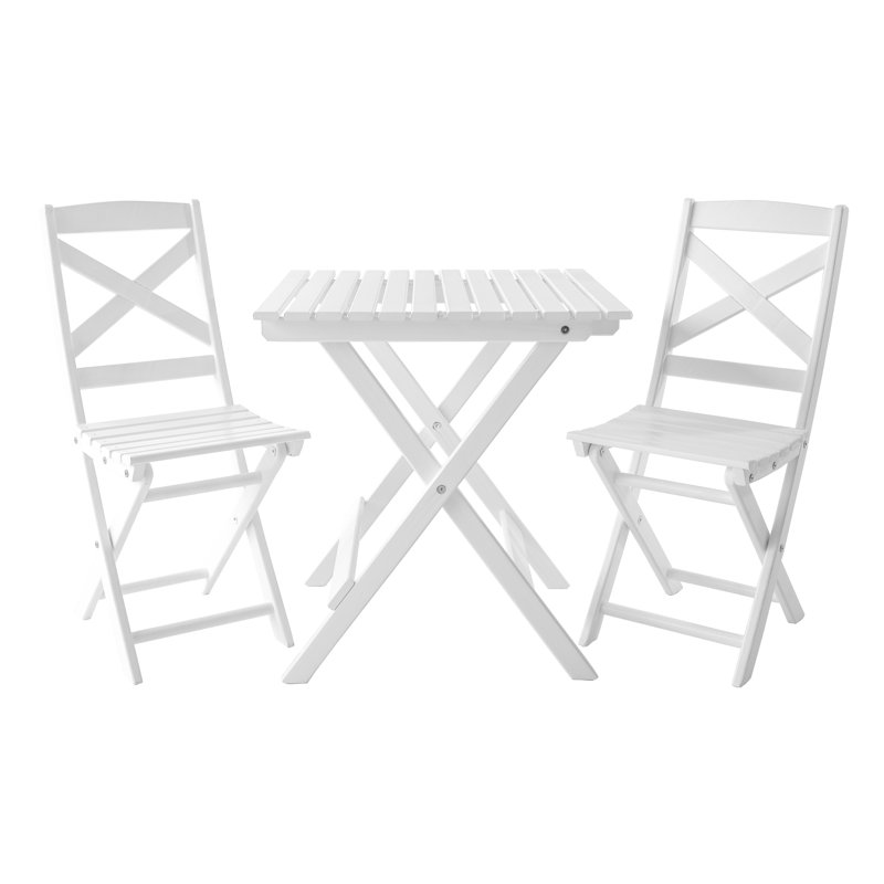 Arlott 2 - Person Wood Patio Dining Set with Square Table, White