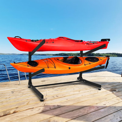 Support de rangement autoportant pour kayaks - Organisateur vertical à 2/3/4 niveaux pour kayaks, canoës et planches à pagaie, support intérieur / extérieur robuste avec rembourrage en mousse protectrice
