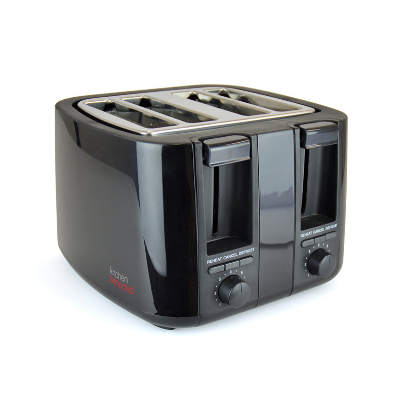 Kitchenperfected 4 Slice Extra-Wide Slot Toaster - Cream, Black