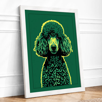 Poodle in Green Modern - Framed Print