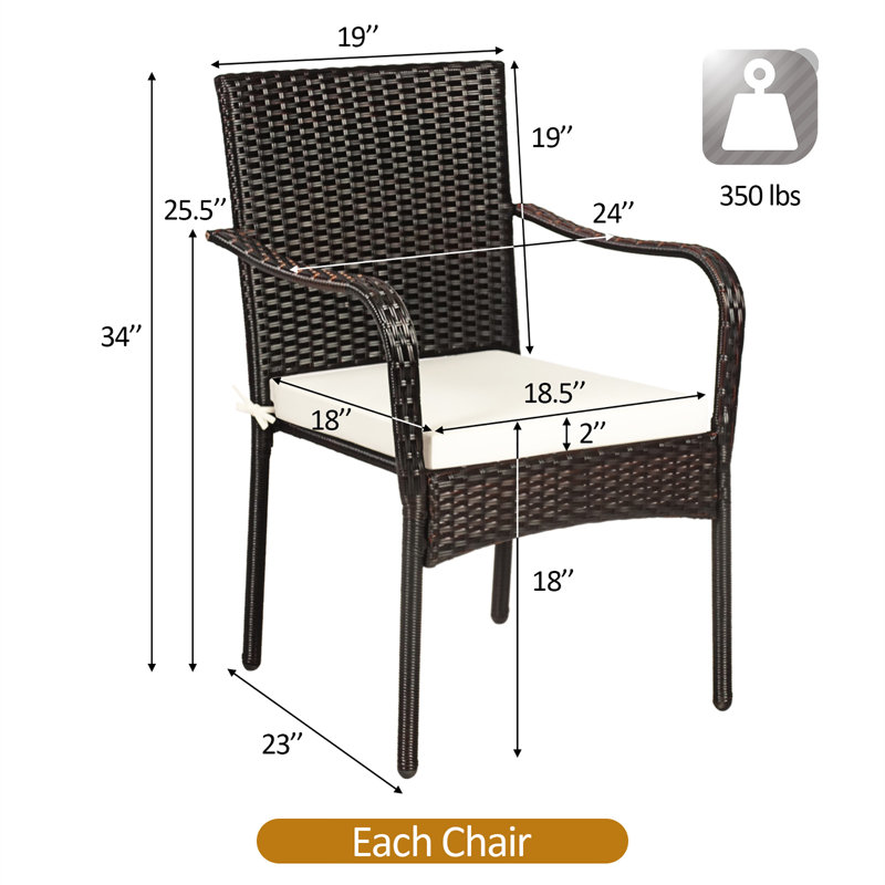 Chaise de patio empilable avec coussin
