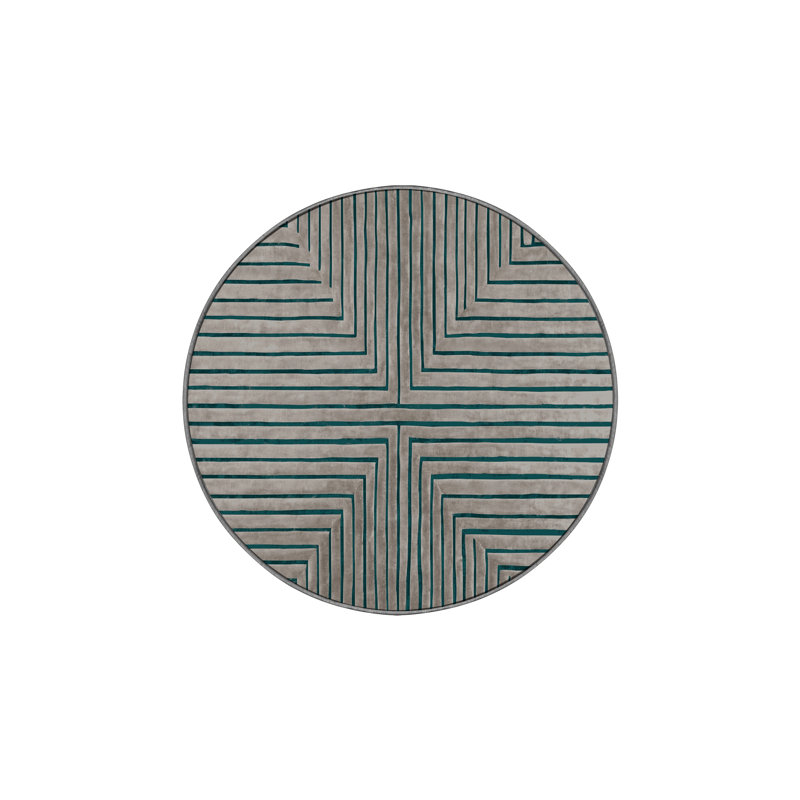 Tapis gris soyeux et moelleux, Rond 4 pi