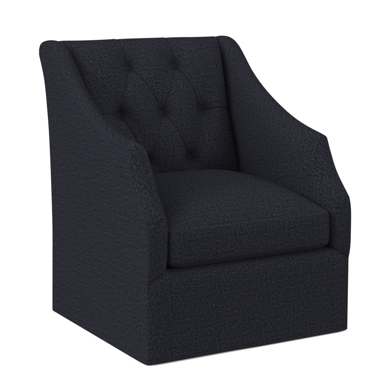 Chaise pivotante à dossier capitonné Claudette, 100 % polyester bleu marine Venise