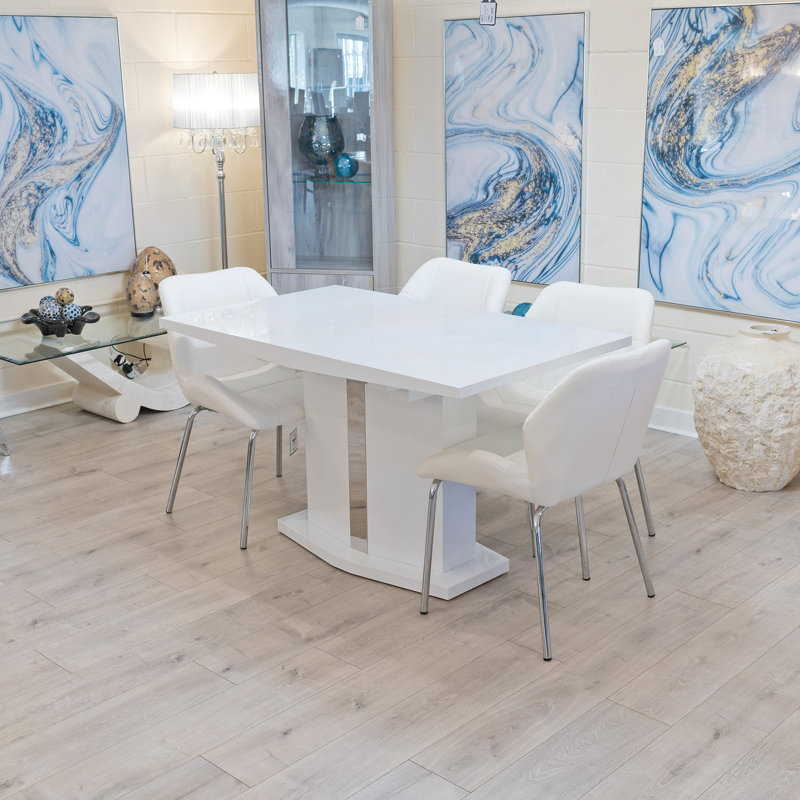 Hadid 4 -Person Butterfly Leaf Dining Set, White, White