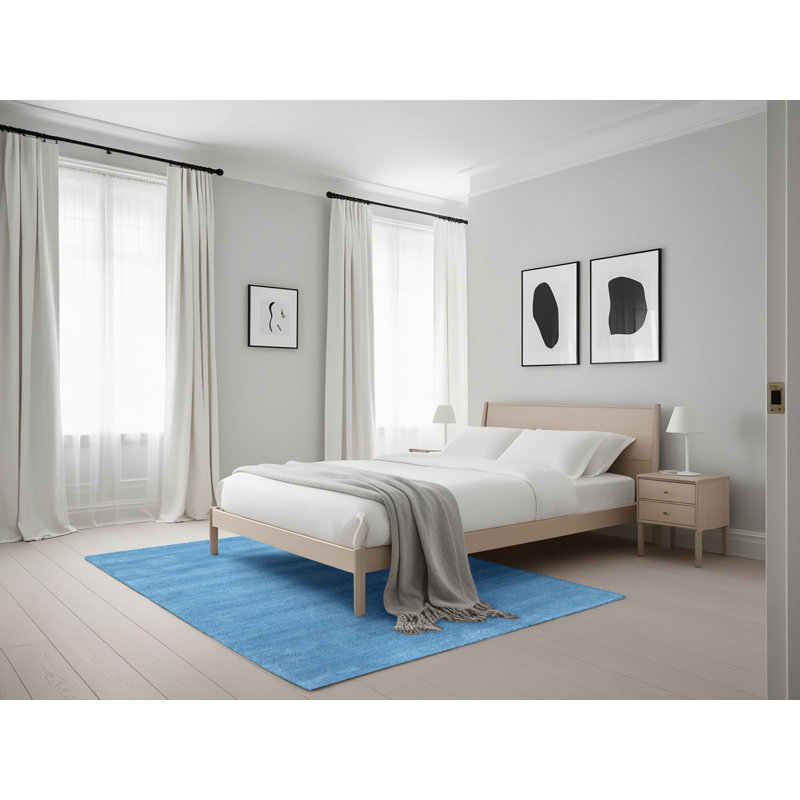 Tapis de zone bleu contemporain, Rectangle 5 pi x 7 pi