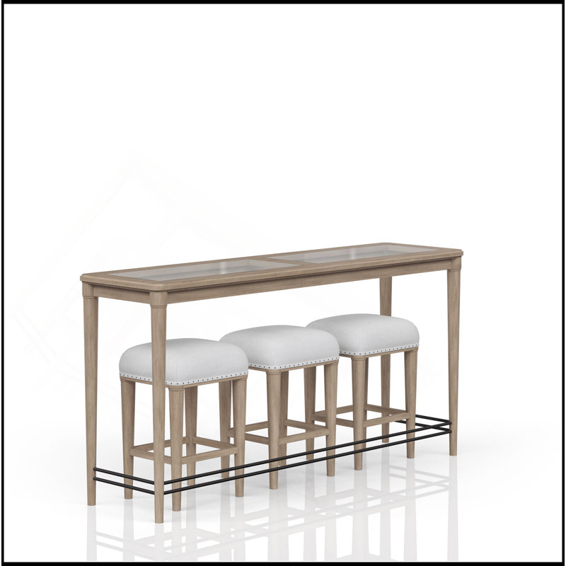 Console en verre givré avec 3 tabourets