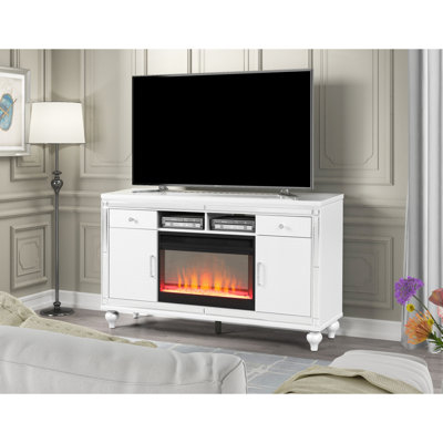 Meuble télé avec foyer électrique blanc