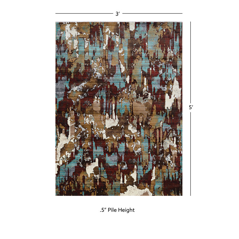 Tapis abstrait beige, Rectangle 3 pi x 5 pi