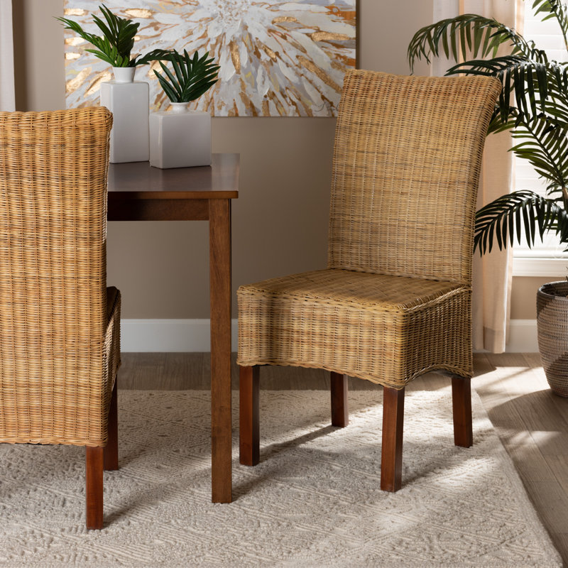 Chaise d'appoint en rotin et bois d'acajou Burvin
