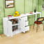 Buffet 3 tiroirs en bois avec table coulissante et armoire de rangement avec tablettes réglables-1357844053