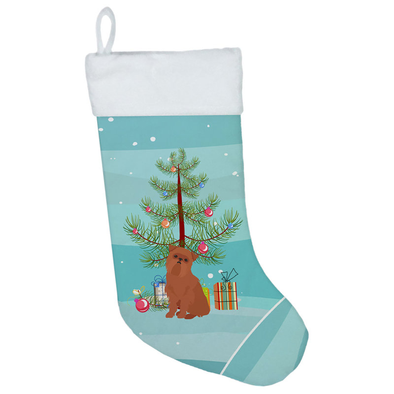 Chaussette de noël joyeux de noël, Griffon bruxellois brun foncé