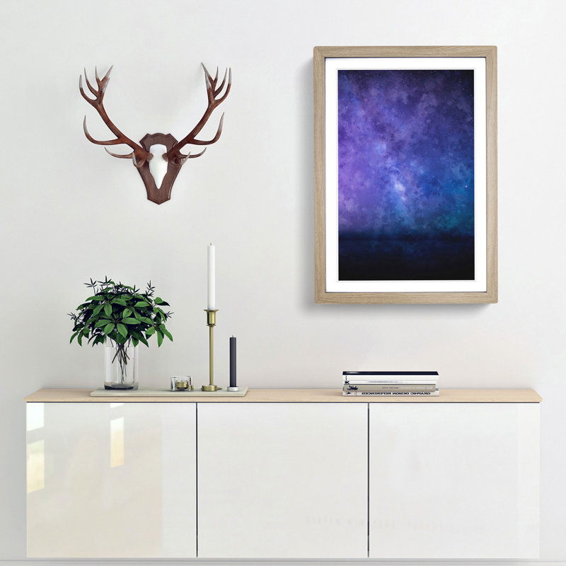 The Milky Way Stars Above Malta - Picture Frame Painting Print, 45cm H x 33cm W x 2cm D, Oak Framed