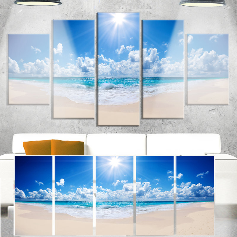 « belle plage tropicale », ensemble de 5 reproductions de photos sur métal