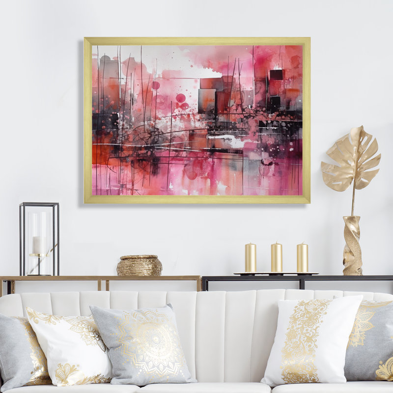 Modernist Expressions III, reproduction d'art sur toile, Encadrement doré, H 34 po x l 44 po x P 1,5 po