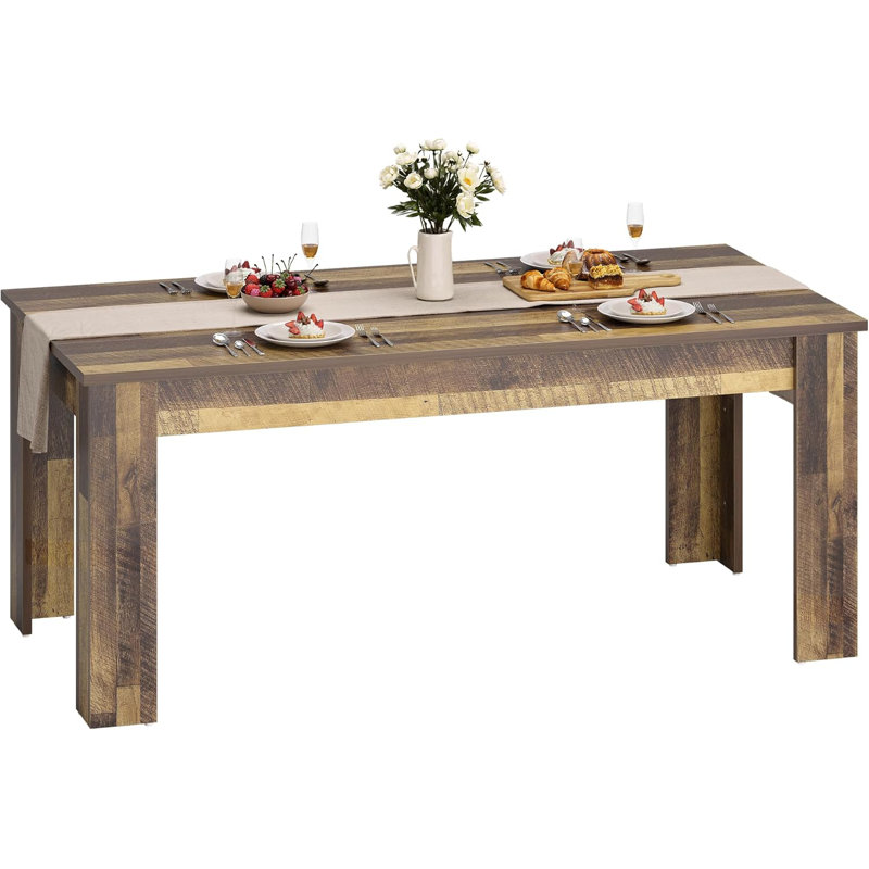 63'' Dining Table For 4-6, Dining Room Table With 1.18" Thickened Tabletop, 30.12”H x 63”L x 31.54”W, Brown