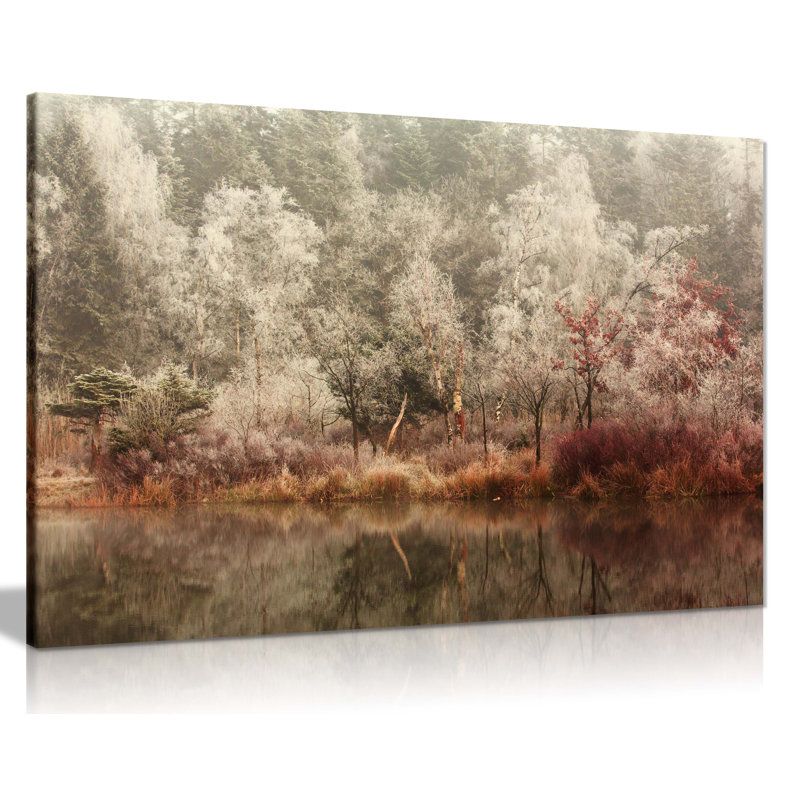 Panther Print Fine Art Prints Red Forest Trees Reflection On Water Artistic Framed Canvas Prints, Pictures For Home Walls, Bedroom, Living Room & Bathroom Decor - Wrapped Canvas Art Prints