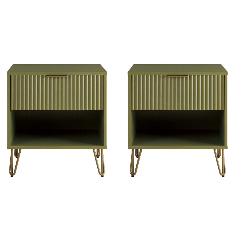 Gafita 20.07'' W Nightstand, Olive Green, Set of 2