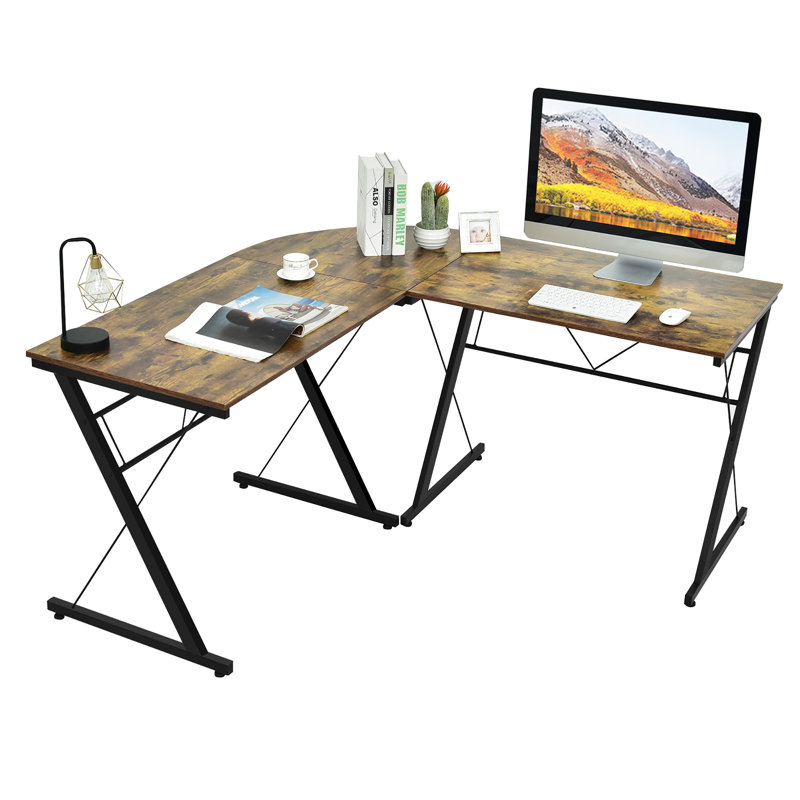 Bureau en L pour bureau à domicile, Brun