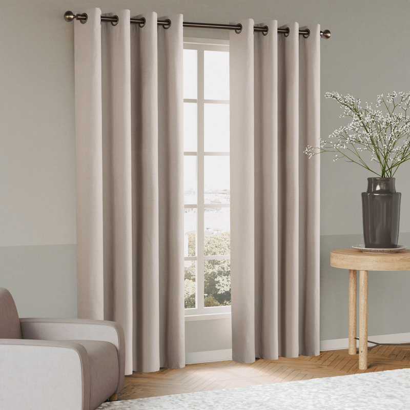 Paire de rideaux 100% lin occultant (2 panneaux), Taupe, L 52 po x L 108 po