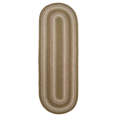 Bryiana Farmhouse Braided Jute Green Area Rug