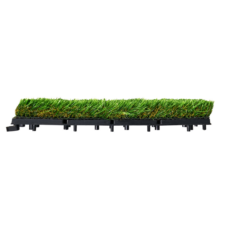 VC 12'' L x 12'' W Plastic Interlocking Deck Tile in Autumn Artificial Grass, 1.26" H x 12" W x 12" D