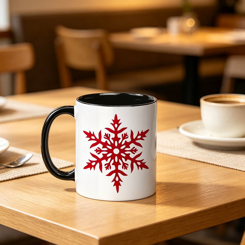 1pc Novelty Red Snowflake Mug Coffee Cup Juice Cup Fun Gift.