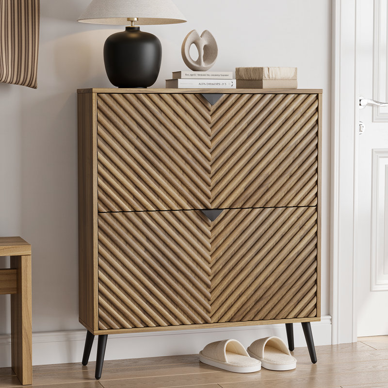 Shoe Cabinet with 2 Flip Drawer,Freestanding 16-20 Pair Shoe Organizer with Adjustable Shelves for Entryway,Front Door