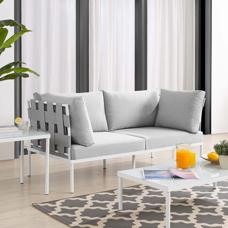 Causeuse d'extérieur en aluminium Harmony Sunbrella par Modway, gris