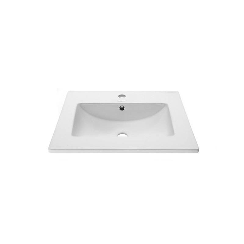 Comptoir de meuble-lavabo en céramique 24 po avec trou pour robinet Swiss Madison, Blanc lustré, Trou unique