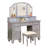 Transitional Style  1Pc Vanity W/ Stool Set Knob Handles Storage Drawers 3-Sidded Mirror Bedroom Furniture-1128662045