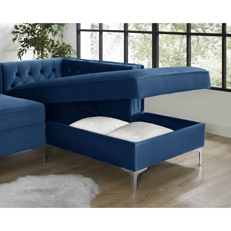 Canapé modulaire réversible Leonardo, Orienté à droite (vu de face), Bleu marine