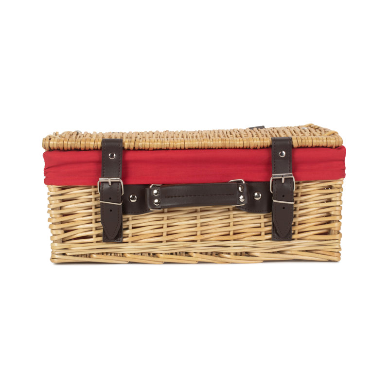 Wicker Basket with Lining, Buff Hamper/Red Lining
