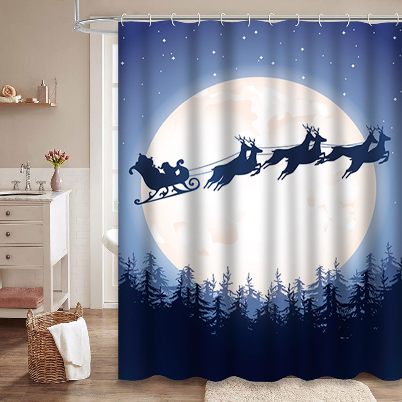 Rideau de douche Santa Sleigh Forest Moon, L 72 po x l 72 po