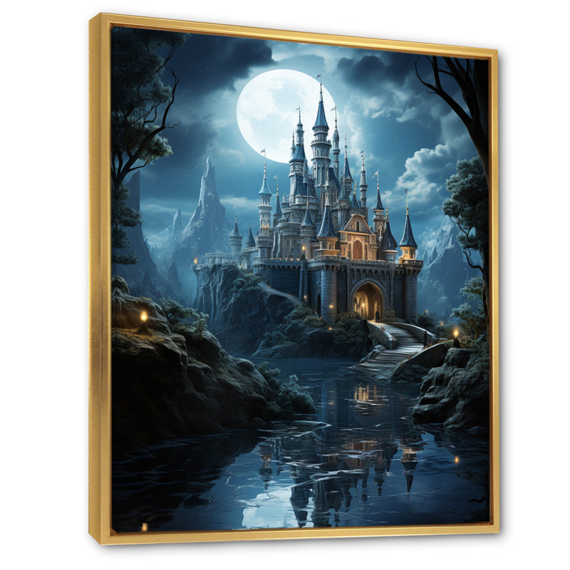 Krell Castles Enchanted Twilight I, reproduction d'art sur toile, H 32 po x l 16 po x P 1 po, Cadre flottant doré