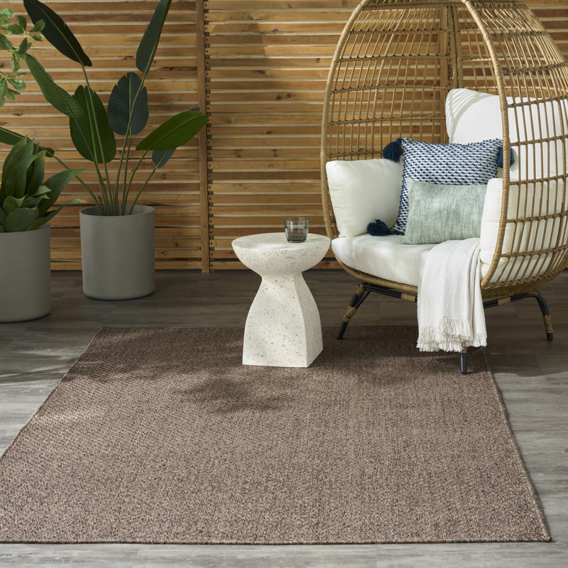 Tulum Solid Indoor/Outdoor Area Rug, Rectangle 4' x 6', Brown