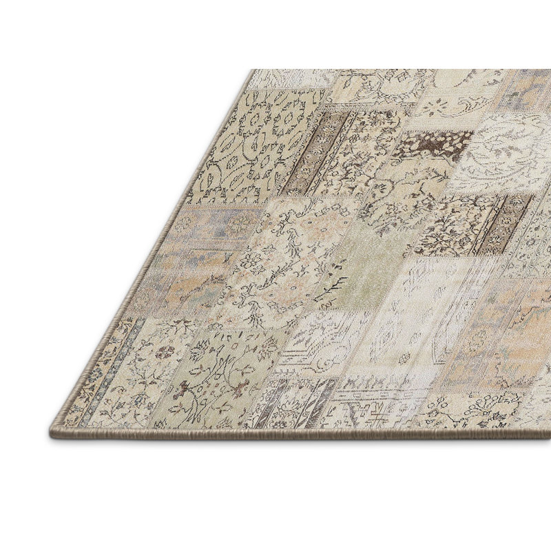 Tapis beige/gris contemporain, Rectangle 5 pi x 8 pi