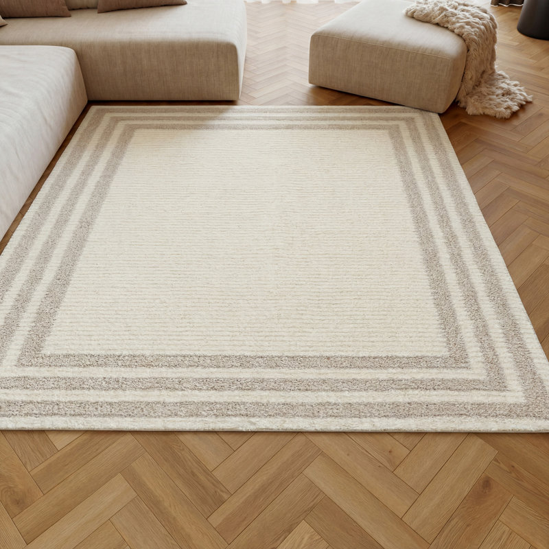  Tapis d'intérieur à poils longs ivoire à poils longs 5 pi 3 po x 7 pi 3 po Pacific, Ivoire/beige