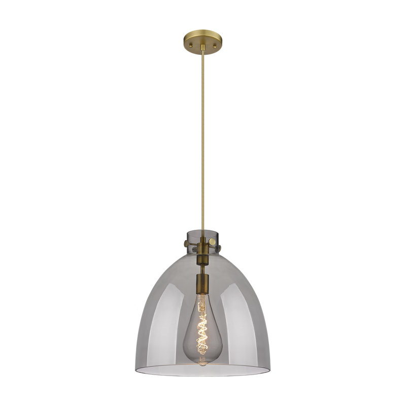 Luminaire suspendu à 1 lumière Badgett, Laiton brossé, Plaqué couleur fumée, H 16 po x l 14 po x P 14 po